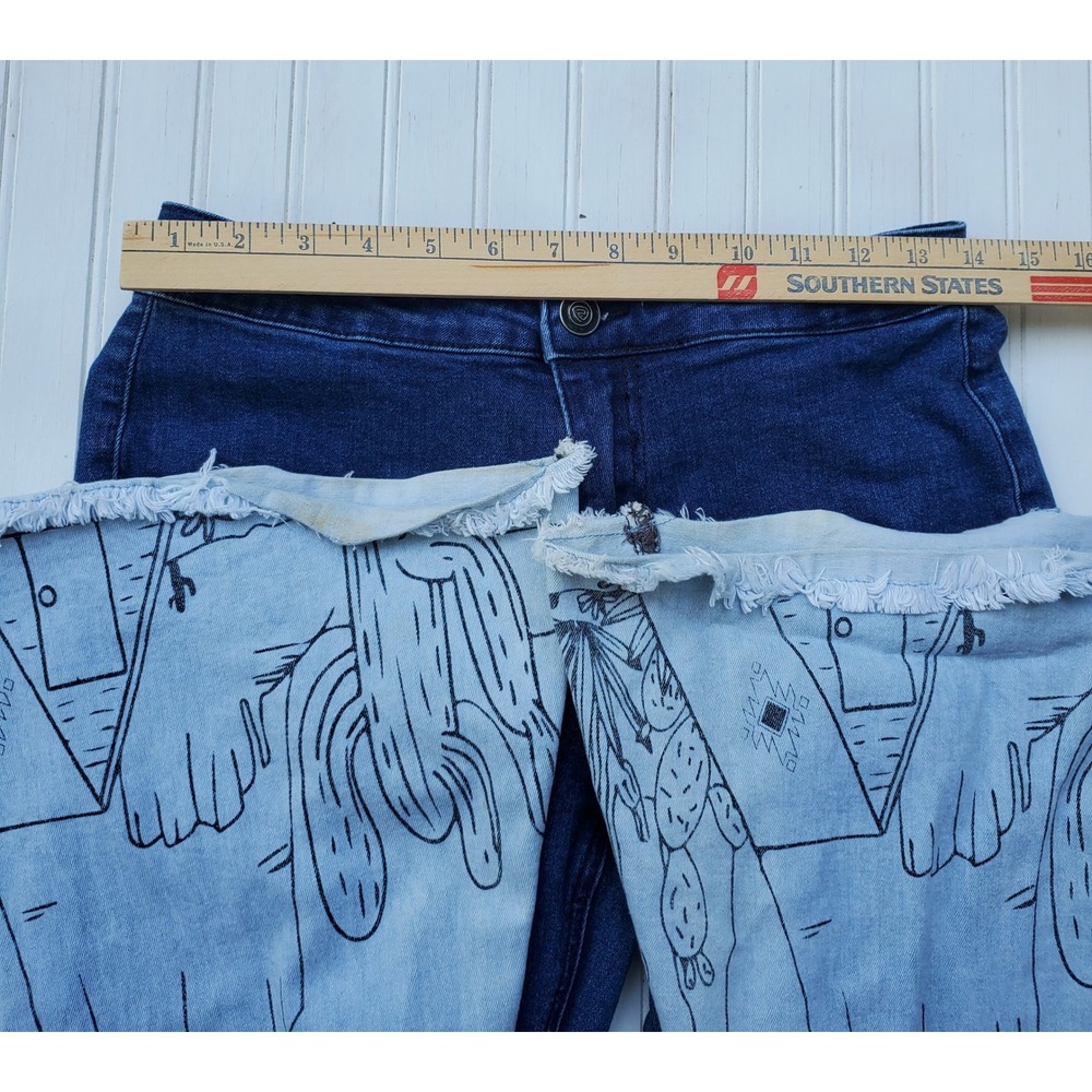Rock & Roll Denim Ombre Desert Bell Bottom Flare Jeans Blue Cacti Cabin 29x31 - Picture 5 of 10